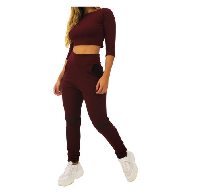 Conjunto Manga 3/4 Gola Calça Detalhe Joelho