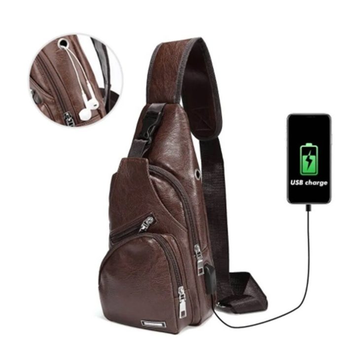 Mochila Transversal Masculina com USB