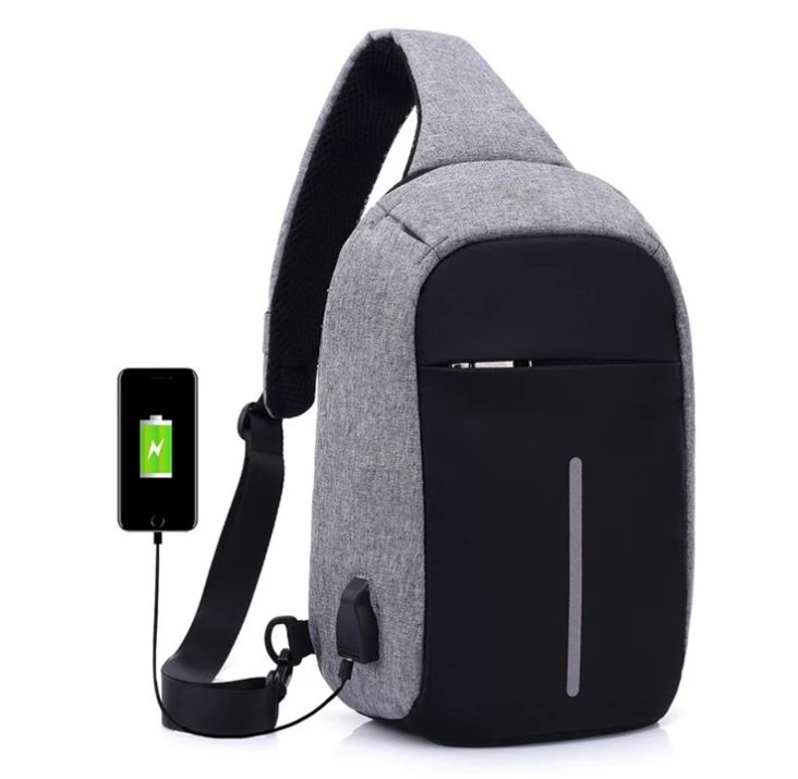 Mochila transversal masculina Com USB