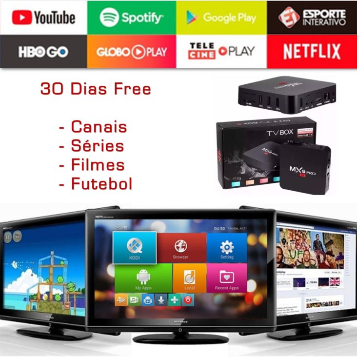 TV BOX MXQ PRO 128/8GB + Teclado + 1 Mês de Canais Livres